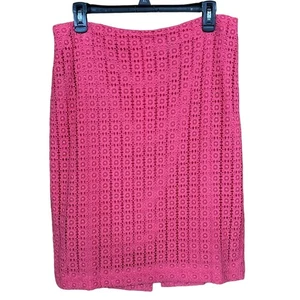 Ann Taylor Women's Pink Eyelet Lace Outerlay Straight Skirt Size 10 ~NWT~ - Picture 1 of 6