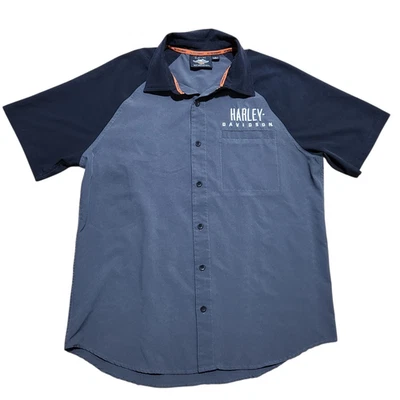 Camisa Harley Davidson L Performance abotonada absorbente de humedad gris bloque de color Foto 1 de 4