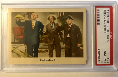 1959 FLEER THE 3 STOOGES #21 PEEK-A-BOO PSA 8   NM-MT - Image 1 of 4