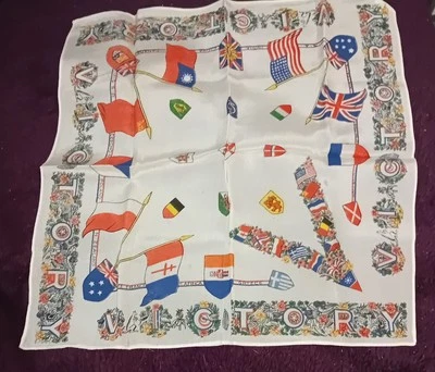 circa WW2 1945 Silk Military Victory Handkerchief Showing Allied Counties Flags - Image 1 of 4