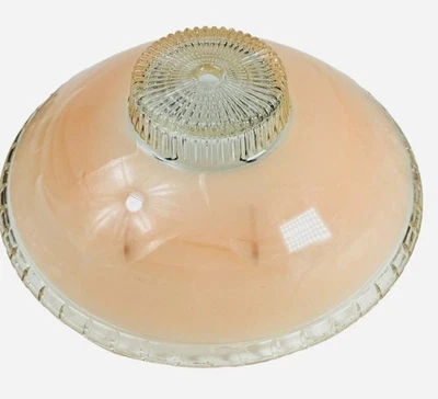 Luminária de teto vintage art déco capa rosa blush vidro era depressão - Imagem 1 de 4