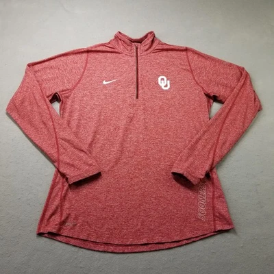Oklahoma Sooners Nike 1/4 Zip Pullover Womens Size XL Red Heather Thumb Hole - Image 1 of 4
