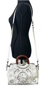 Patricia Nash Lyon Medium Leder Umhängetasche Crossbody Weiß - Bild 1 von 16