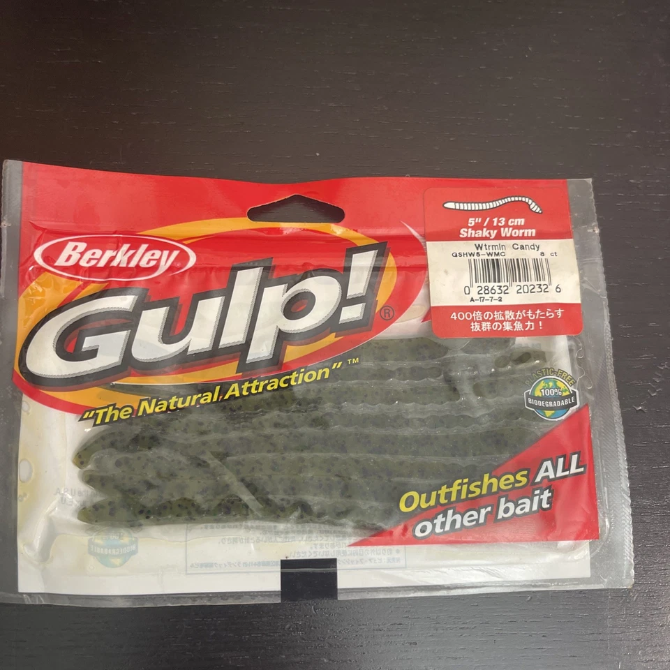 Berkeley Gulp! Caramelo de sandía 5" Shaky Worm GSHW5-WMC 8ct nuevo en paquete Foto 1 de 2