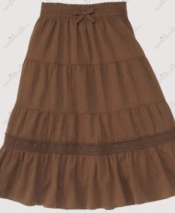 NWT Girls 9 Gymboree SAFARI FASHION Brown Cotton BOHO style Maxi tiered SKIRT - Picture 1 of 1
