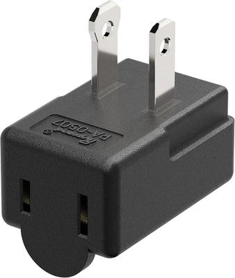 BRANDED01 Right Angle Adapter,2-Prong 90 Degree Upward Angled AC Adapter, Polarized 2-Pron