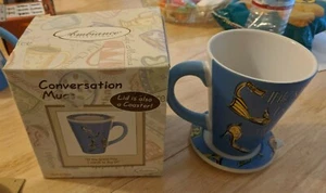 If The Shoe Fits I Have To Buy It Conversation Coffee Mug W/ Lid Coaster 4 ¾” - Picture 1 of 3