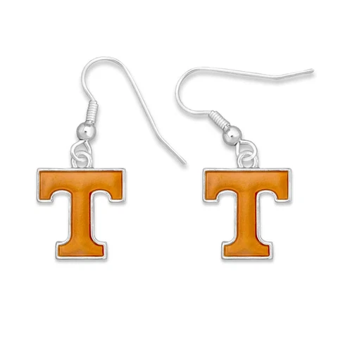 40032 Tennessee Silver Tone Fishhook Earrings with an Iridescent Team Charm Cover