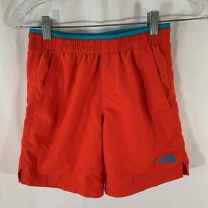 North Face Shorts Boys Small 7 8 Red Pull On Drawstring Pockets Embroidered - Picture 1 of 7