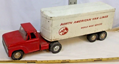 STRUCTO NORTH AMERICAN VAN LINE FORD SEMI CARGO TRUCK IN PRESSED STEEL COMPLETE - Image 1 of 4