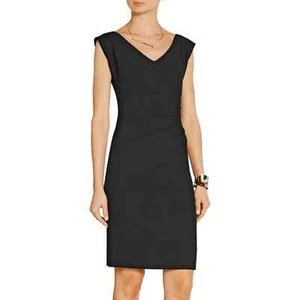 DVF Dress Woman 4 Black Bevin Ceramic Ruched Sheath Sleeveless - Picture 1 of 5