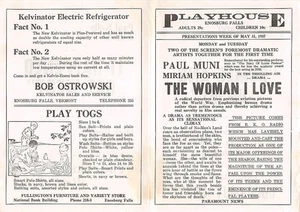 Vintage 1937 Enosburg Falls VT Playhouse Movie Theater Program- The Woman I Love - Picture 1 of 2