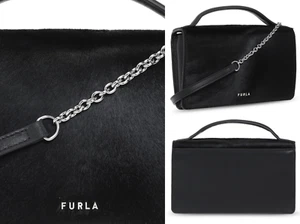Furla 1927 Splendid Fur Handbag Clutch Shoulder-Bag Leather - Picture 1 of 17