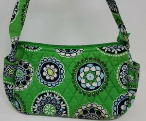 Vera Bradley Green Quilted Purse Shoulder Bag Silver Hardware - Picture 1 of 6
