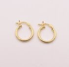 2mm X 15mm All Shiny Plain Hoop Earrings 14K Yellow Gold-Plated Silver 925