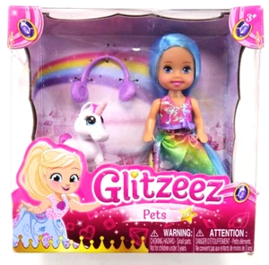 Muñeca Glitzeez Mascotas Pelo Azul y Mascota Unicornio Nuevos Juguetes 4 pulgadas CAJA SELLADA DE FÁBRICA - Imagen 1 de 4