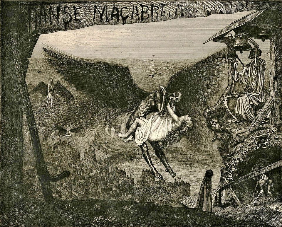 MARCEL ROUX DANCE MACABRE 1904 ILLUSTRATION ART GICLEE PRINT FINE CANVAS - Image 1 of 1
