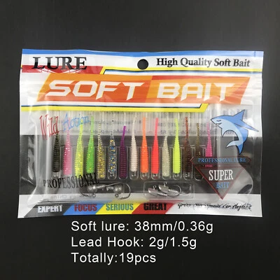 Soft Lure Trout Gummiköder Kunstköder Set mit Haken 19tlg Forelle Barsch  - Bild 1 von 4
