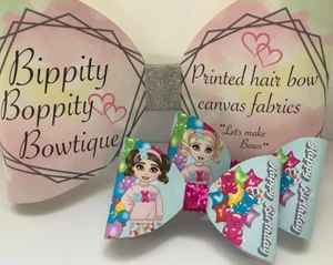 YUMMIE BEARS BIRTHDAY 4"PRINTED CANVAS FABRIC BOW LOOPS MAKE YOUR OWN HAIR BOWS - Picture 1 of 4
