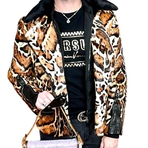 Tom Ford Leopard Real Lamb Fur Down Filled Leather Moto Removable Lining Italy S - Picture 1 of 24