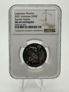 2021 Legndary Warriors Cameroon 500F Spartan Hoplite NGC MS69 (scratched Case) - Picture 1 of 2
