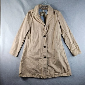 Lands End Canvas Trench Coat Womens Small Biege Button Up Basic Jacket - Picture 1 of 9