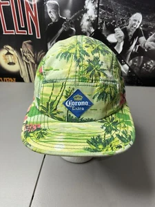 Corona Extra Hat Tropical Palm Tree Pink Hibiscus Flower Floral Ball Cap Adjust - Picture 1 of 5