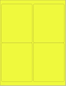 Gelb fluoreszierende Etiketten, (Größe - 4 x 3-1/3) - 6 pro Seite | 600 Etiketten) - Bild 1 von 4