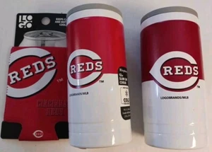 Cincinnati Reds Team Lot Logo (2) 12oz. Slim Can Holder, Coozie, All 3 - Picture 1 of 4