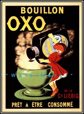 Arte de pared de cocina estilo retro impresión póster vintage caldo francés OXO 1930 Foto 1 de 4