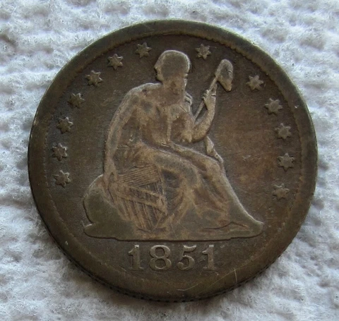 1851-O Seated Liberty Quarter Rare Key Date Mintage 88,000 Full Liberty Shows Cover
