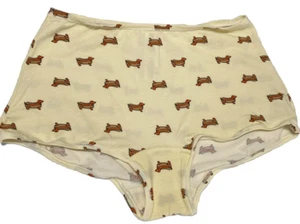 Victorias Secret Weenie Hotdog Dachshund Boyshort Boxer Panty Size L Yellow Dogs - Picture 1 of 8
