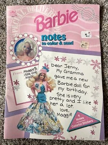 1992 RARE Vintage Barbie Notes to Color & Send Book and Stickers 3854 Movie Prop - Imagen 1 de 13