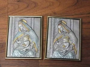 Paire de petites icônes contemporaines italiennes argent et or - Imagen 1 de 5