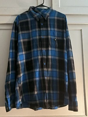 DC Shoes Flannel Shirt Men's L  Blue Black Plaid Tartan  Long Sleeve Skate Y2K - Image 1 of 4