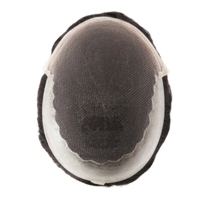 Sistemas de cabello humano Toupee para hombre piezas de cabello negras delanteras de encaje francés Q6 6x8 #1C Foto 1 de 4