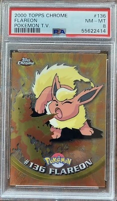 2000 Pokemon Topps Chrome Flareon #136 PSA 8 Near Mint Low Pop! Rare! 🔥 - Image 1 of 3