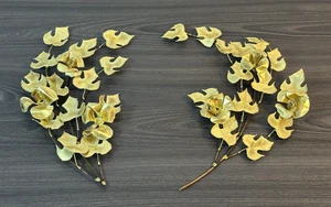 Messing / goldfarben Metall Blatt mit Blumen Wandbehang Zweige - 2er Set - Bild 1 von 17