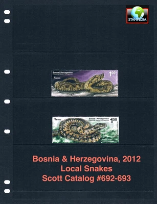 Valor Scott de $4,00 - 2012 Bosnia Serpientes Vida Silvestre de Europa del Este CV MNH NH UM Foto 1 de 4