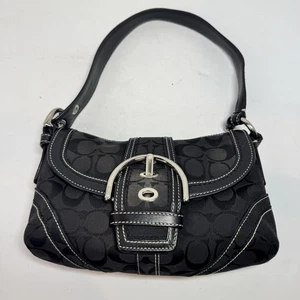 Coach 10296 kleine Vintage Schultertasche Soho schwarz Signature C Canvas - Bild 1 von 17