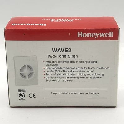 Sirena de alarma con cable de 2 tonos para interiores Honeywell WAVE2 - Nueva, caja abierta Foto 1 de 2