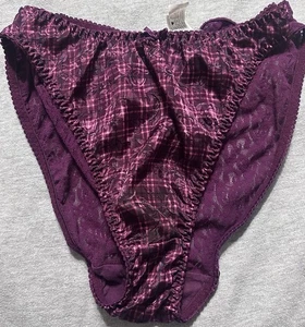 VIntage second Skin Nylon Bikini Hi-Cut Panties Hi Cut Size 7 Purple Plaid - Picture 1 of 5