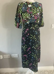 Love & Roses black multicoloured floral pattern fit & flare midi dress UK new 8 - Picture 1 of 10