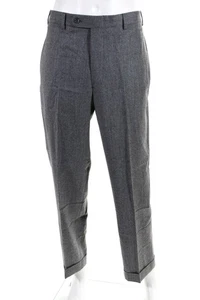 Rivera Red Mens Pleated Cuffed Hem Buttoned Straight Dress Pants Gray Size EUR36 - Picture 1 of 7