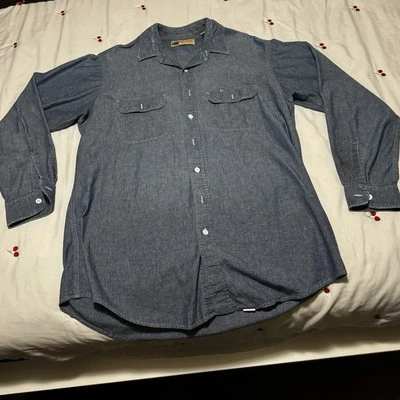 JC Penney Big Mac Chambray Denim Selvedge Button Shirt Men XL Tall Vintage Wear - Image 1 of 4