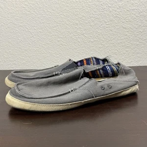 Sanuk Slip On Shoes Mens Size 12 Hemp Canvas Distressed Casual Moc Toe Loafer - Picture 1 of 12