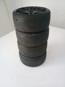 GRP 1:8 GT SLICK  Tire w/ 20 Spoked Black Wheel (4) - Picture 1 of 3
