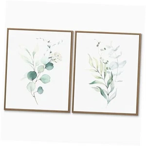 Botanical Wall Art Watercolor Green Leaf Canvas Prints Picture Nature Floral - Picture 1 of 8