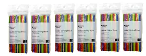 EVERYDAY LIVING Flexible Plastic Drinking Straws (600 ct, Assorted) Bendable - Picture 1 of 5