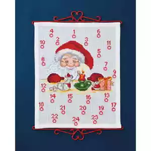Permin counted cross stitch kit Advent Calendar "Santa Claus & mouse ", 38x46cm, - Picture 1 of 1